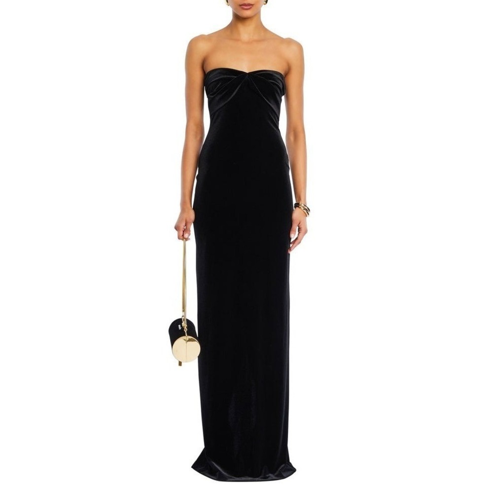 SER.O.YA Noela‎ Velvet Gown Black Maxi XS Velour Wedding Guest Formal